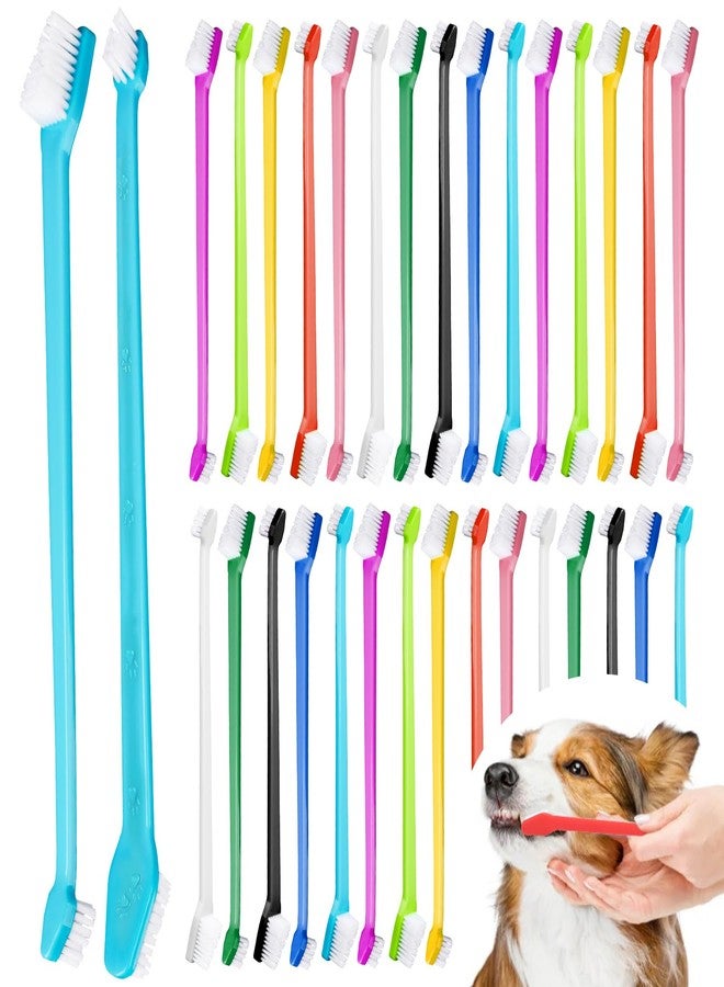 CRAZYBELLY 30 Pcs Pet Toothbrush Kit - Dual-Headed Toothbrush for Dogs & Cats - 10 Colors - Image 1
